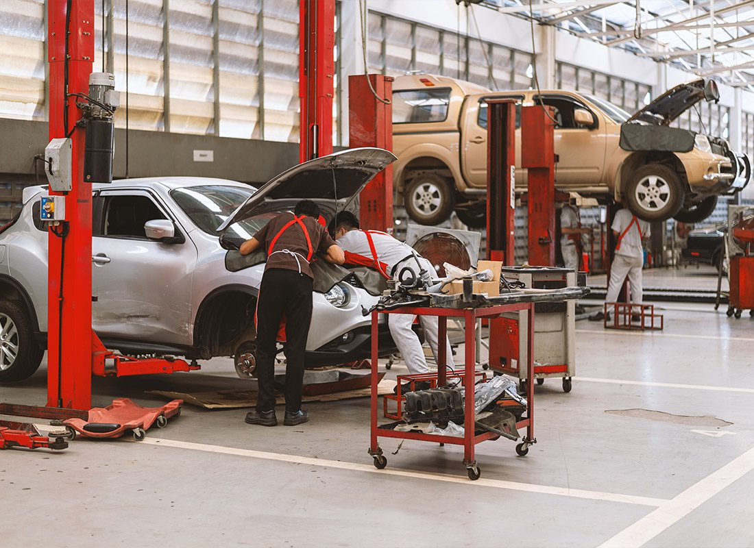 Insurance Solutions - Interior of a Car Repair in a Garage Service Station