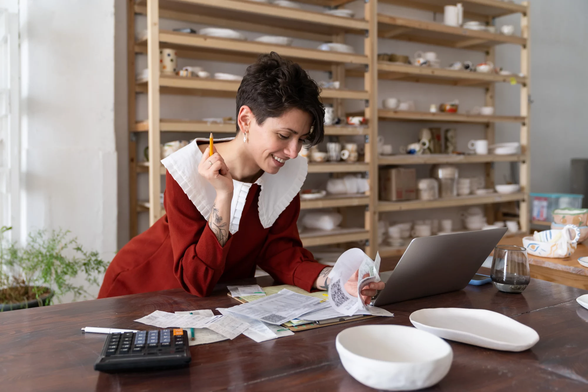 A business owner computing for business insurance costs